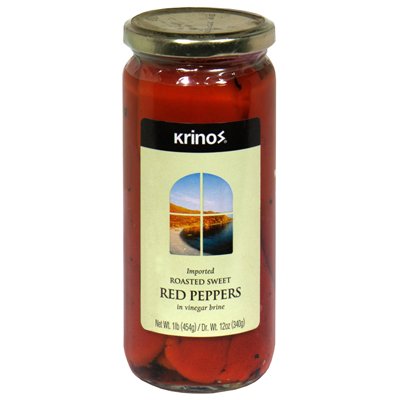 Krinos Red Roasted Peppers  16 Oz  (Pack of 6)