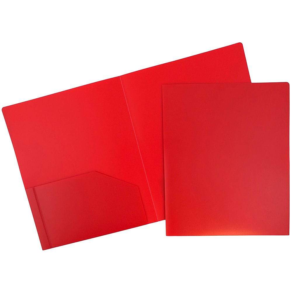 JAM PaperMD – Chemise De Présentation En Plastique Robuste à 2 Pochettes, 9 X 12 Po, Rouge, 108/paq., 108 Par Boîte