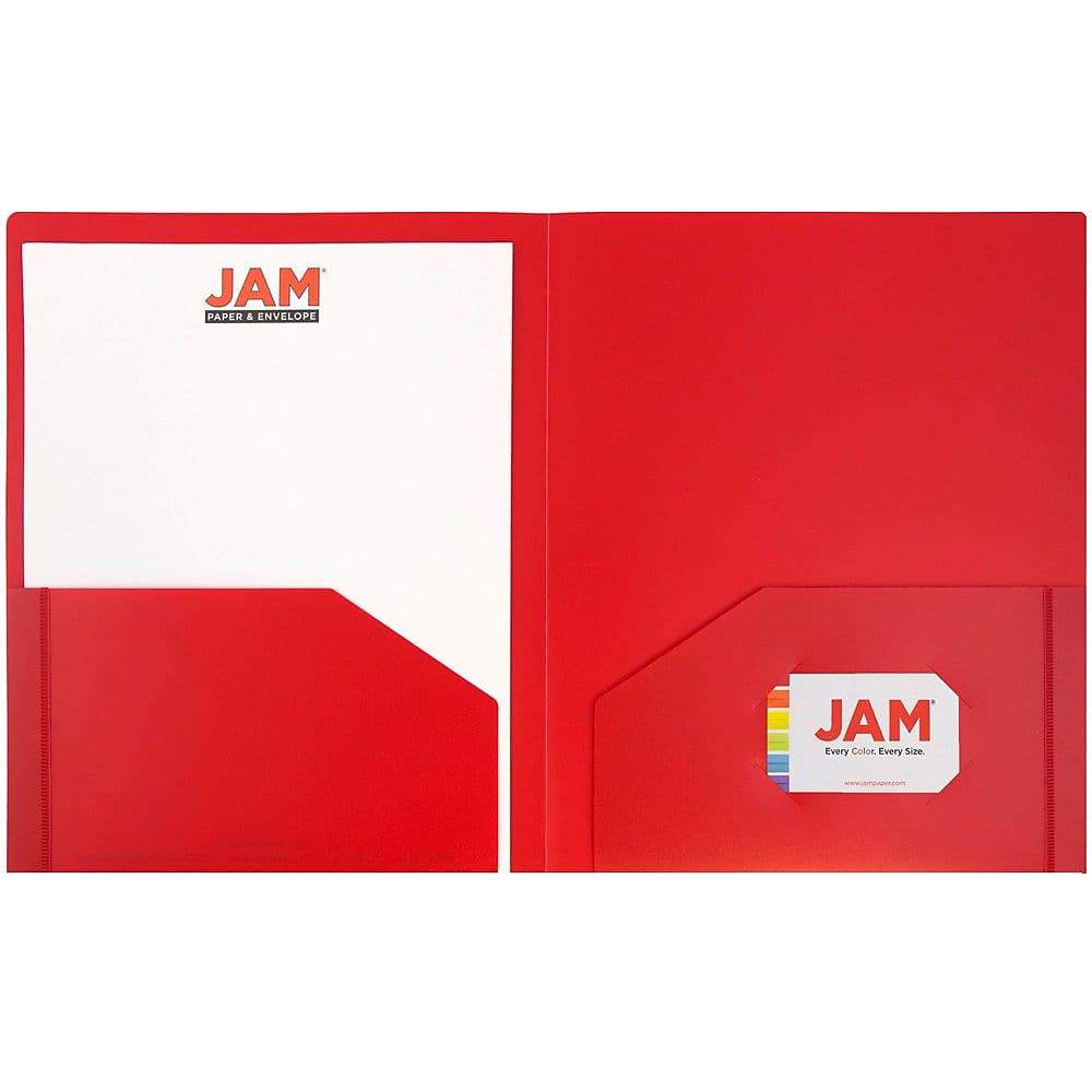 JAM PaperMD – Chemise De Présentation En Plastique Robuste à 2 Pochettes, 9 X 12 Po, Rouge, 108/paq., 108 Par Boîte thumbnail