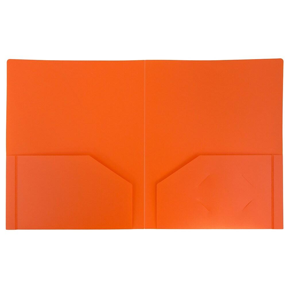 JAM Paper Plastic Heavy Duty Two Pocket Presentation Folders, Orange, 108 Pack thumbnail