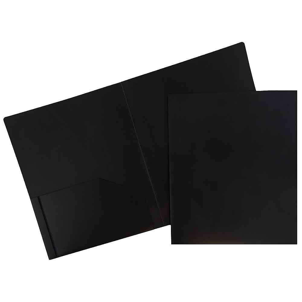 JAM Paper Plastic Heavy Duty Two Pocket Folders, Black, 108 Pack (57406B)