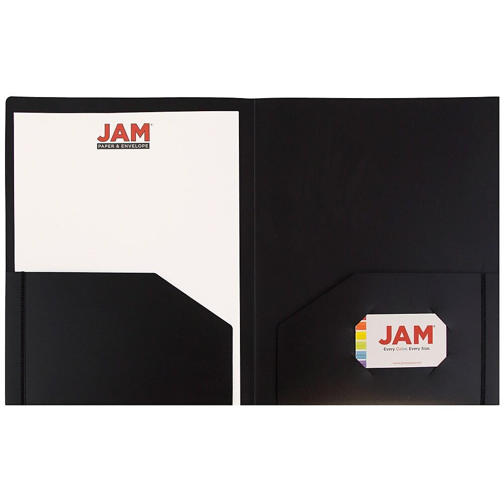 JAM Paper Plastic Heavy Duty Two Pocket Folders, Black, 108 Pack (57406B) thumbnail