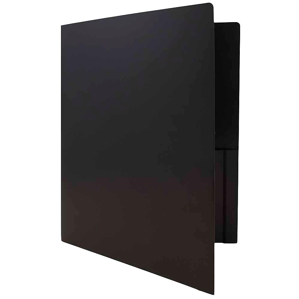 JAM Paper Plastic Heavy Duty Two Pocket Folders, Black, 108 Pack (57406B) thumbnail