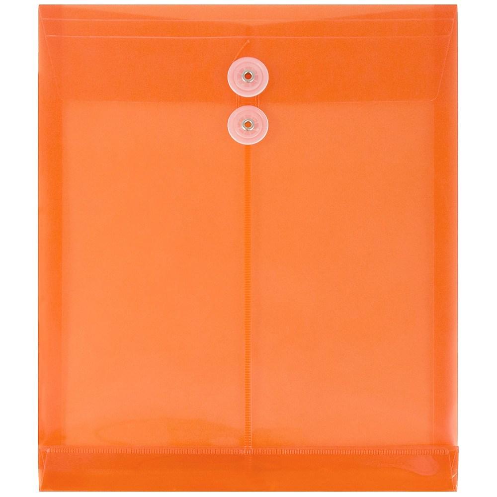 JAM Paper Enveloppes En Plastique à Ouverture Au Sommet, Ferm. à Bouton Et Ficelle, 9 3/4 X 11 3/4 Po, Orange, Paq. De 108, Paquet De 108
