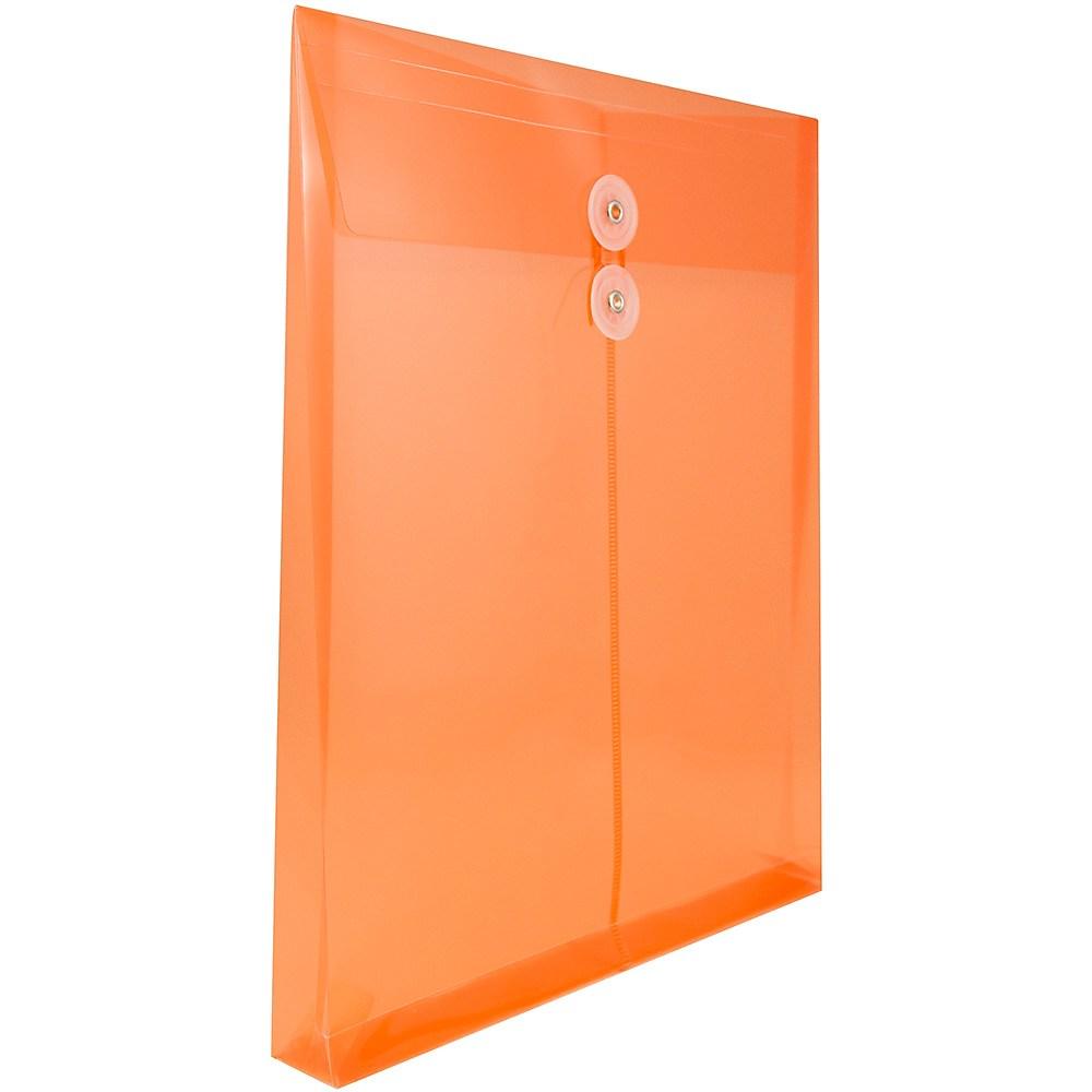 JAM Paper Enveloppes En Plastique à Ouverture Au Sommet, Ferm. à Bouton Et Ficelle, 9 3/4 X 11 3/4 Po, Orange, Paq. De 108, Paquet De 108 thumbnail