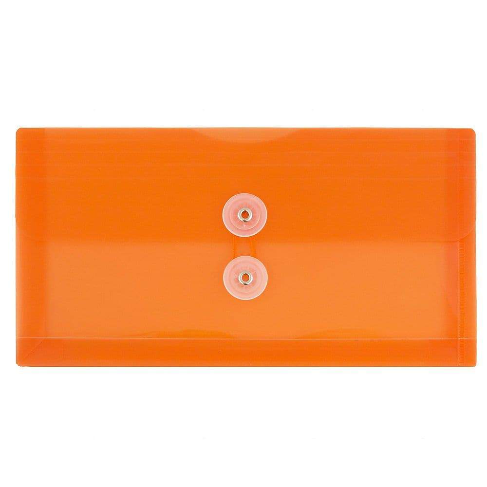 JAM PaperEnveloppes En Plastique à Fermeture à Bouton Et Ficelle, 5 3/4 X 10 Po, Orange, 108/boîte, Paquet De 108