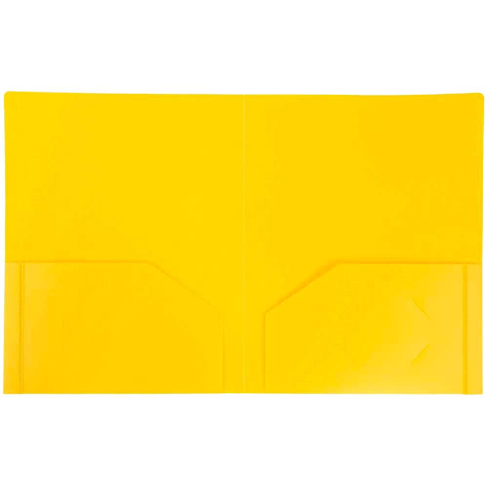 JAM Paper Plastic Heavy Duty Two Pocket Folders, Yellow, 108 Pack (383HYEB) thumbnail