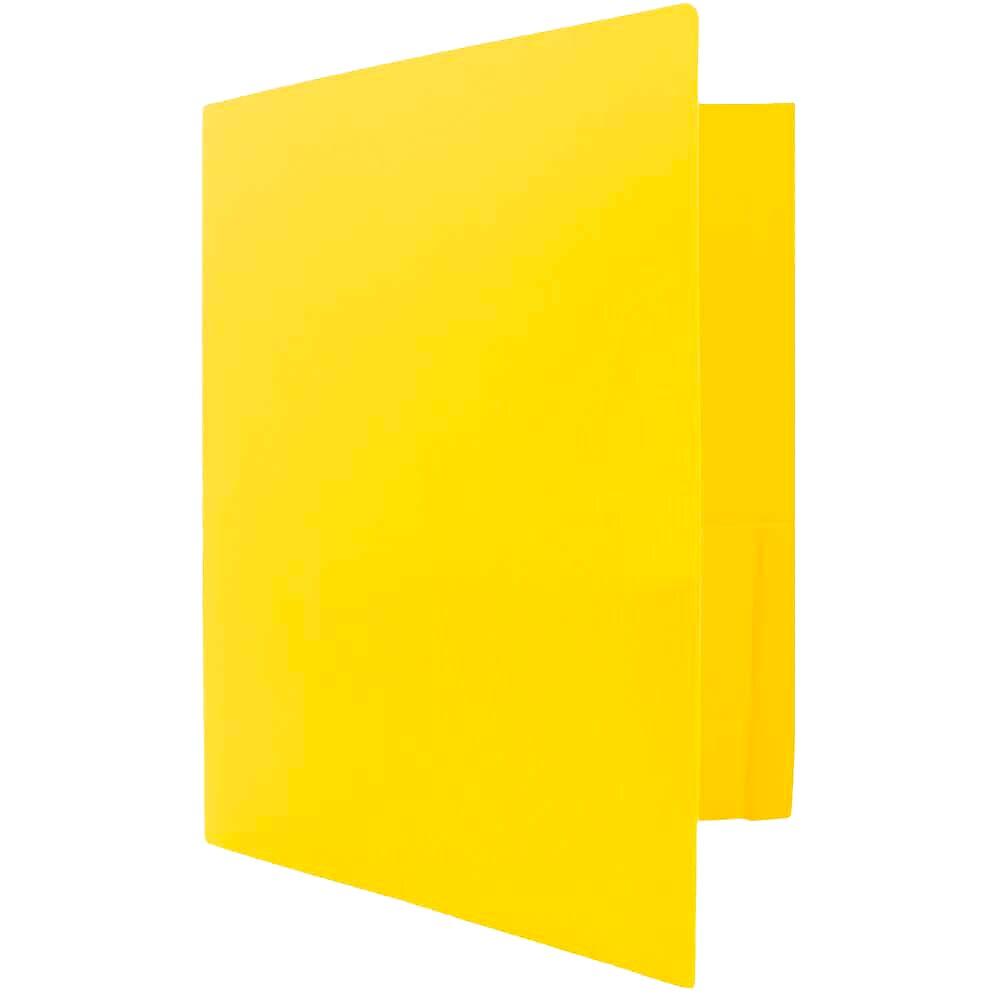 JAM Paper Plastic Heavy Duty Two Pocket Folders, Yellow, 108 Pack (383HYEB) thumbnail