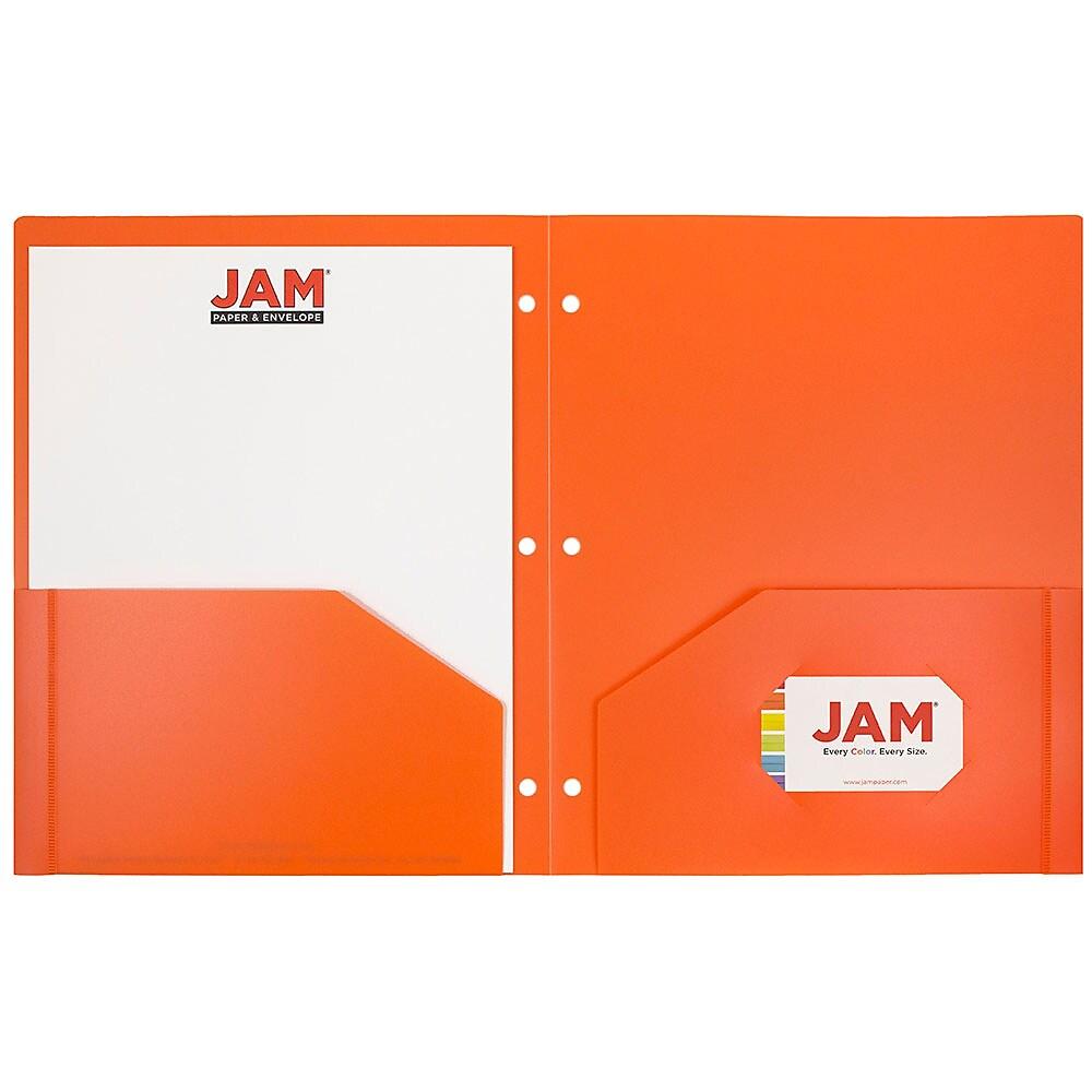JAM PaperMD – Chemise Scolaire à 3 Trous, En Plastique, 9 1/2 X 11 1/2 (po), Orange Plastique, 108 Par Boîte thumbnail