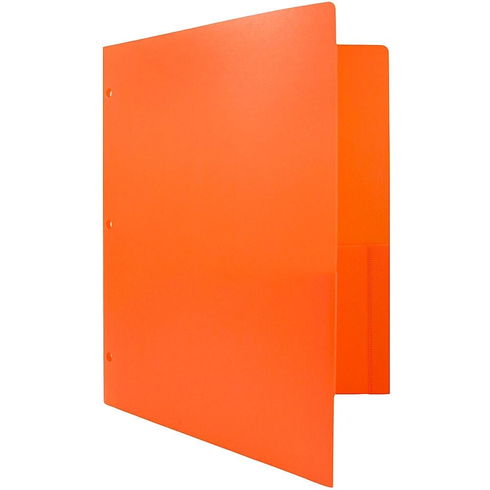 JAM PaperMD – Chemise Scolaire à 3 Trous, En Plastique, 9 1/2 X 11 1/2 (po), Orange Plastique, 108 Par Boîte thumbnail