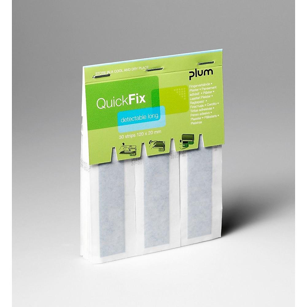 Plum Quick Fix Detectable Long Bandages, Blue, Refills, 30 Pack