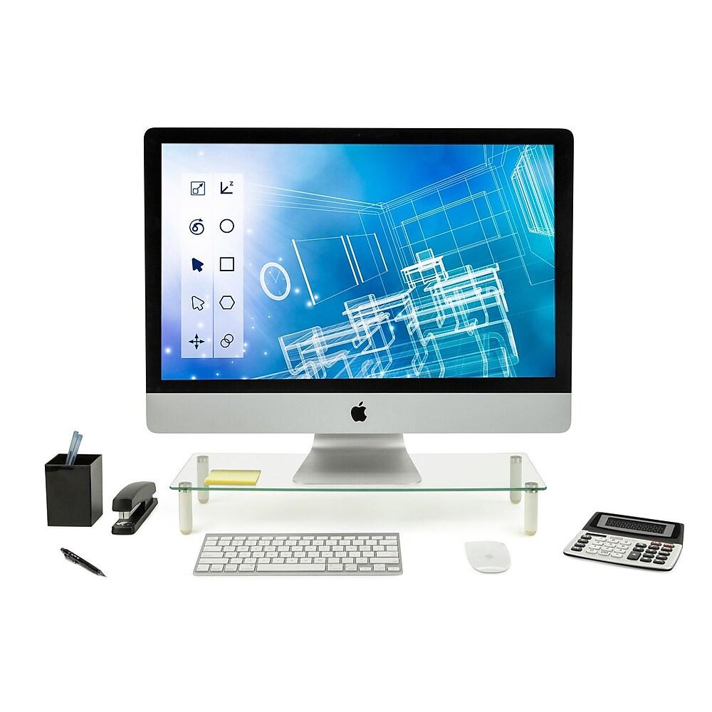 Mount-It! - Élévateur De Bureau Et Organisateur Ergonomique, Support De Moniteur Ou D’ordinateur Portatif, Verre (Mi-7263) thumbnail