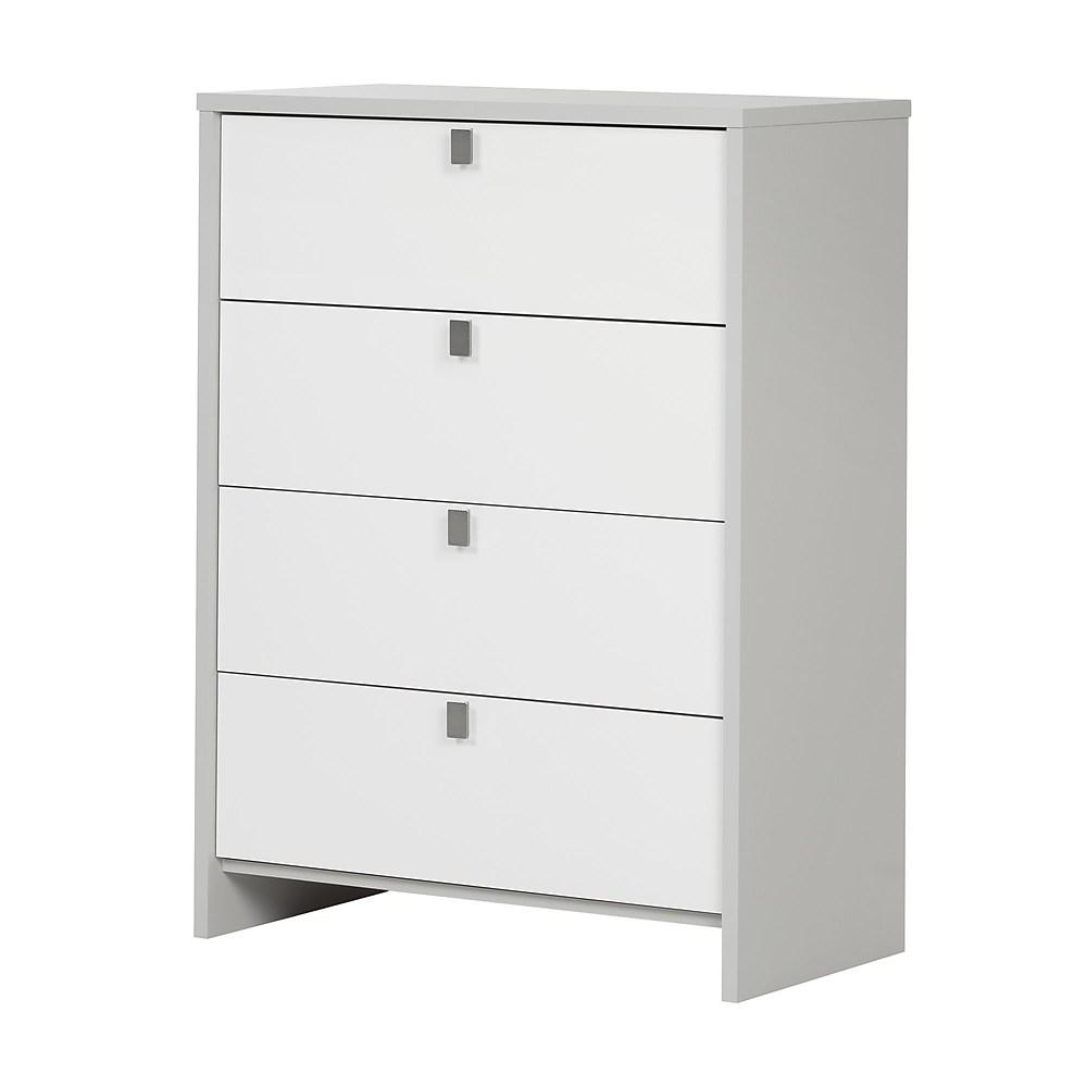 South Shore â€“ Commode Ã  4 Tiroirs, Collection Cookie, Gris Clair Et Blanc Pur thumbnail