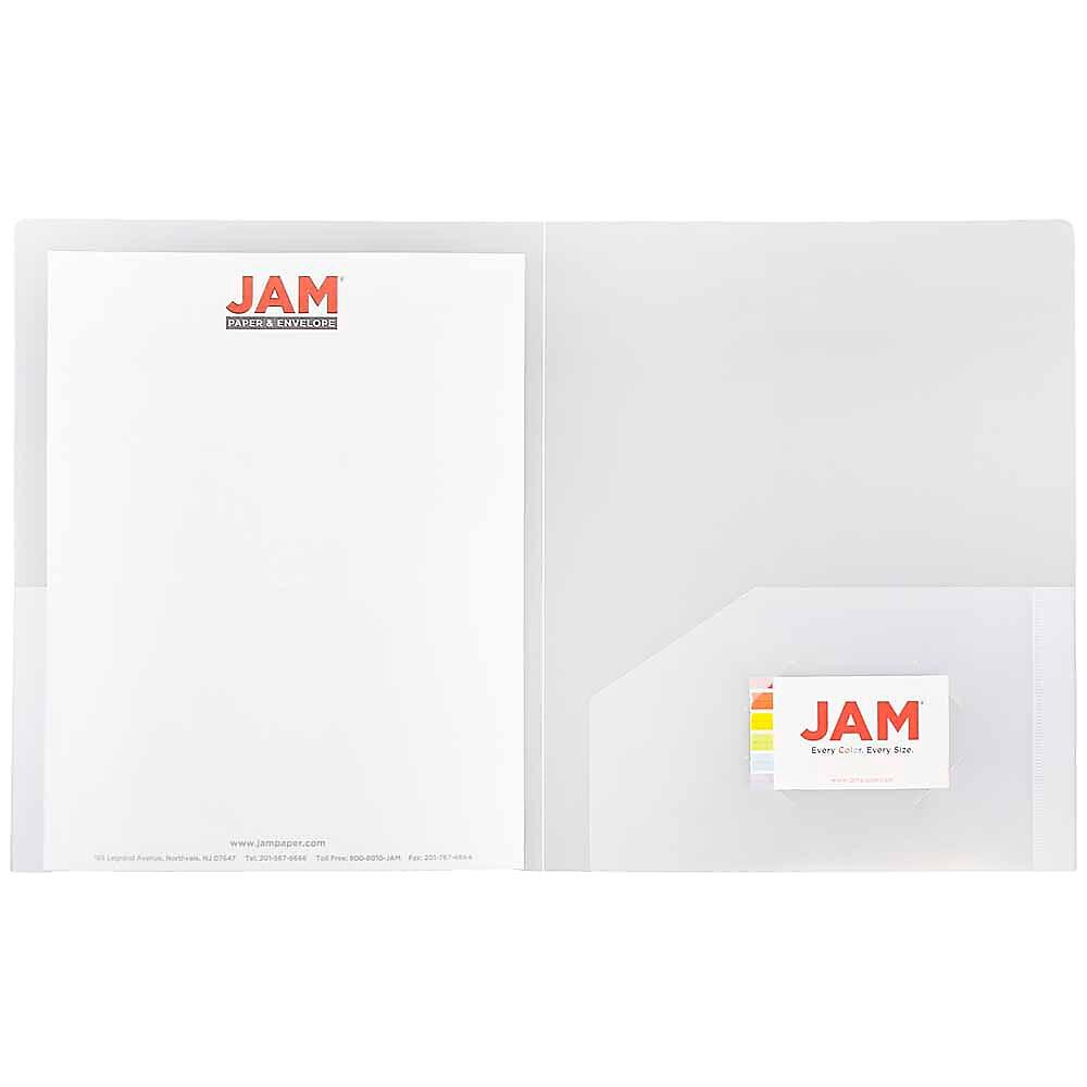 JAM PaperMD – Chemise De Présentation En Plastique Robuste à 2 Pochettes, 9 X 12 Po, Transparente, 108/paq., 108 Par Boîte thumbnail