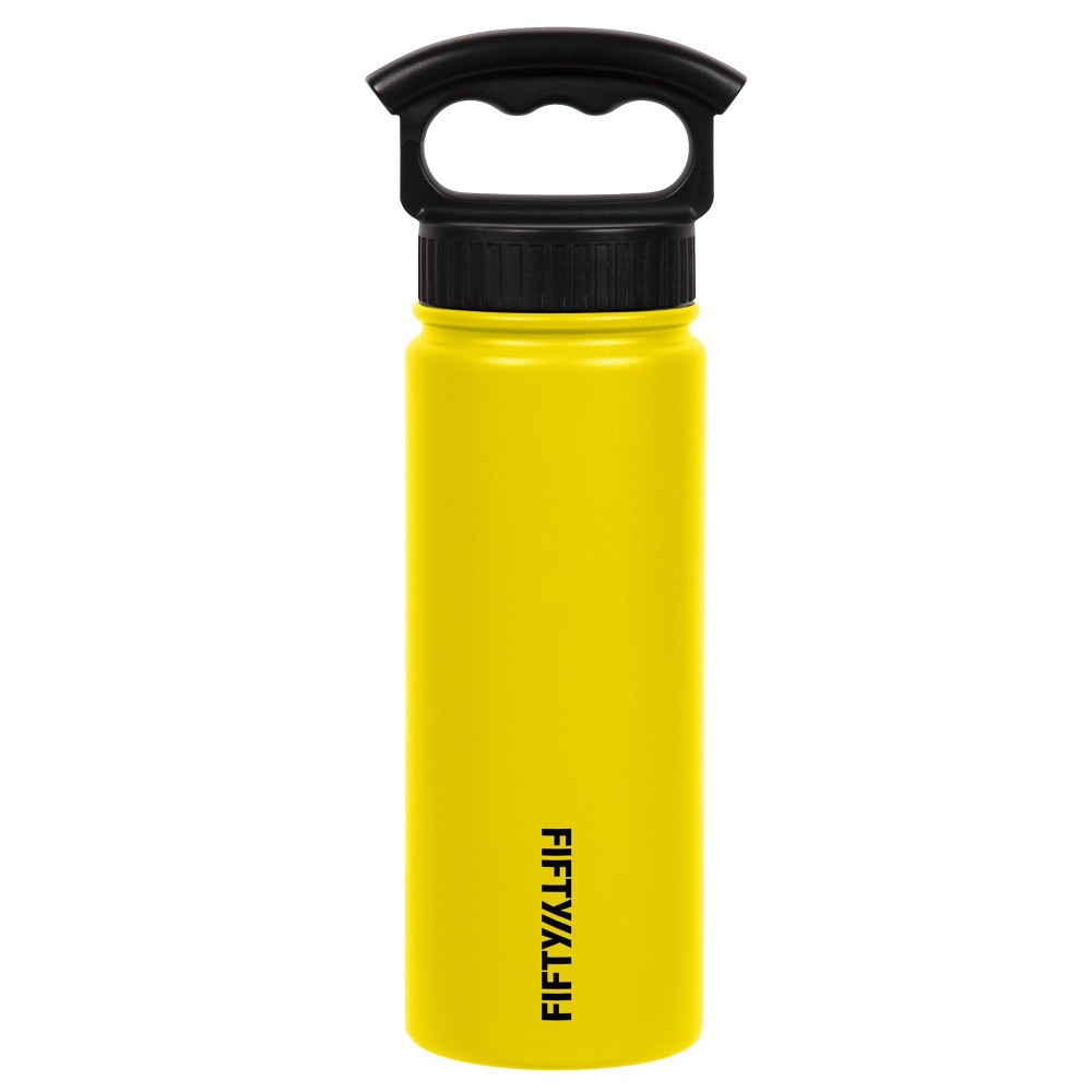Fifty-Fifty 568456 18 Oz Insulated Bottle with 3-Finger Grip Cap, Yellow