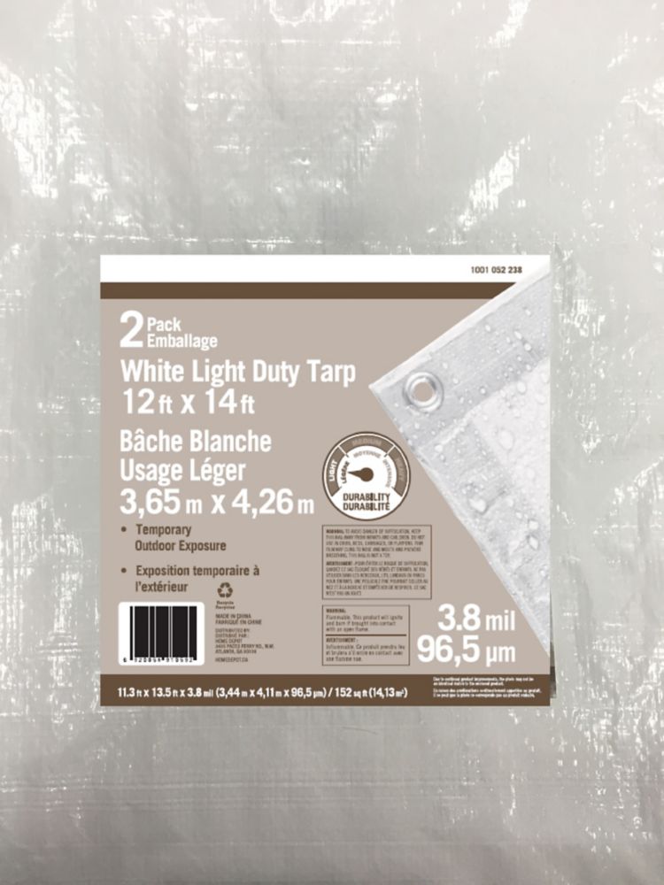 HDG 12 Ft. X14 Ft. Light Duty Tarp in White Twin Pack Promo
