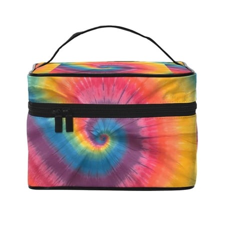 Handbag Travel Bag Cosmetic Bag 9×6.3×6.7in Multi-Function Bag Large Capacity for Camping Travel Family Travel Darkmagenta Tie-Dye Background Rainbo
