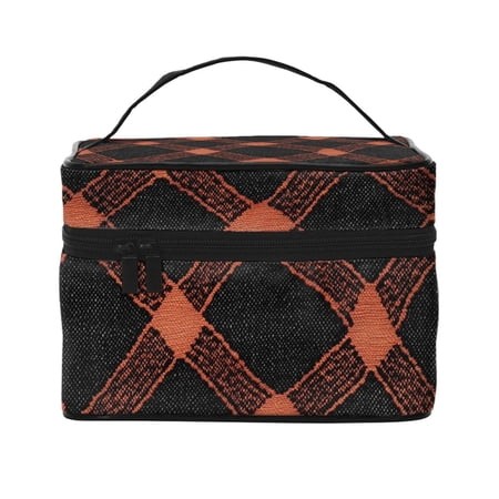 Handbag Travel Bag Cosmetic Bag 9×6.3×6.7in Multi-Function Bag Large Capacity for Camping Travel Family Travel Argyle Plaid Darksalmon_3