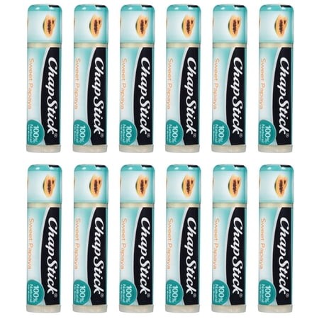 Pack of (12) ChapStick 100 Percent Natural Lip Butter Tube  Sweet Papaya Flavor  0.15 Oz