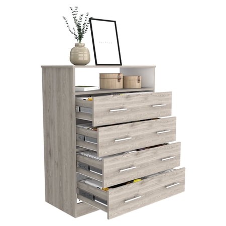 Newboti Furniture Four Drawer Dresser Wuju  Bedroom  Light Gray / White 41119