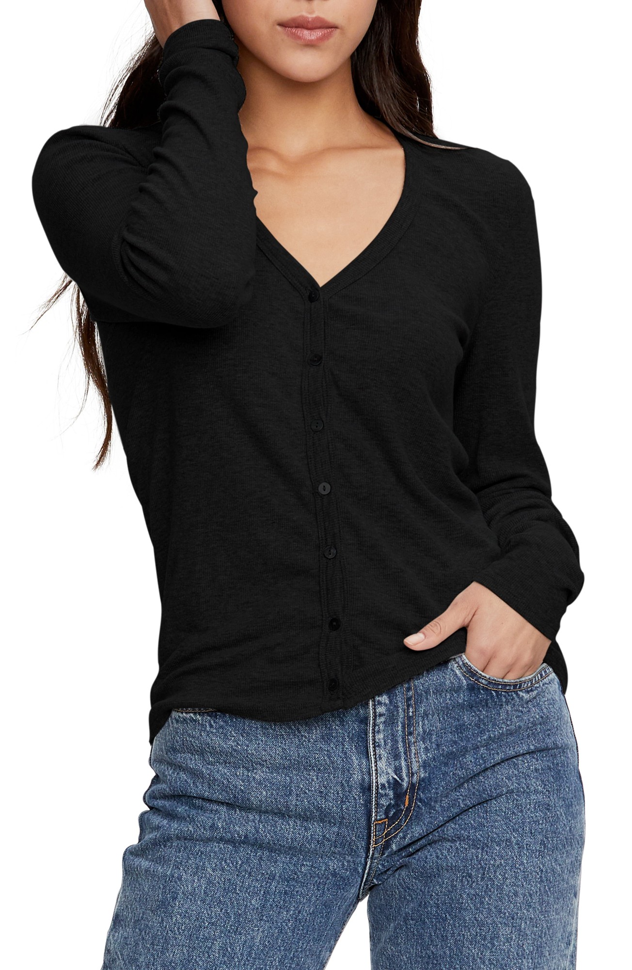 Women's Michael Stars Meryl Button Front Top, Size Medium - Pink