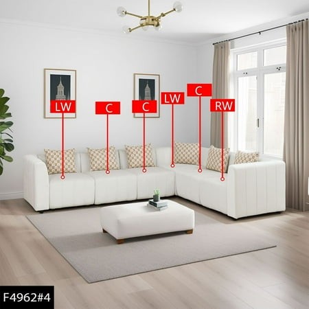 Lifestyle Furnitures Rockport Modular Sofa Set  4962-4White