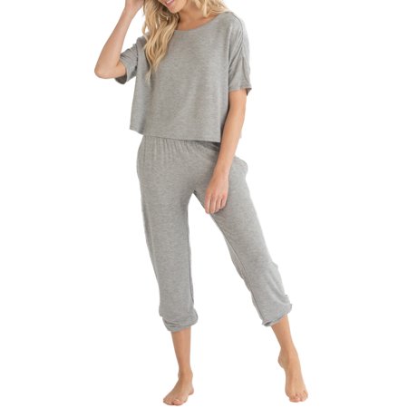 Honeydew Women's Sun Lover French Terry Lounge Set in Heather Grey (18988) | Size Small | HerRoom.com