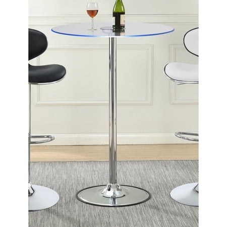 Newboti Furniture Indra Chrome Glass Top LED Bistro Bar Table BN.8775