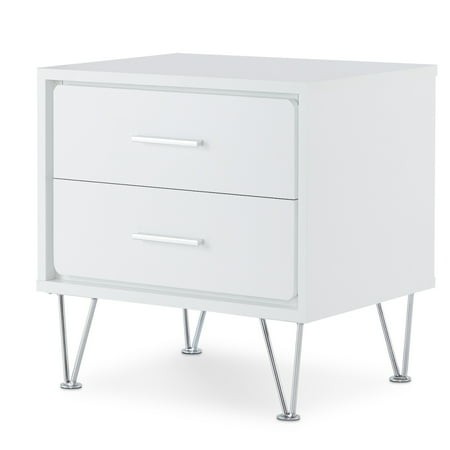 Newboti Furniture White 2-Drawer Accent Table with Hairpin Legs BN.9546