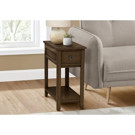 Newboti Furniture Accent Table  End  Side Table  Nightstand  Bedroom  Narrow  Storage Drawer  Brown Veneer  Transitional BN.9546