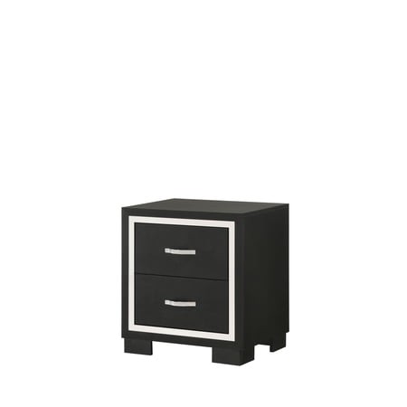 Newboti Furniture Modern 1pc Glam 2-Drawer Bedroom Nightstand Sleek Metal Handles Wooden Black Bedroom Furniture BN.9657