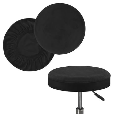 2-Pack Round Stool Seat Cover  12-14 Inch Waterproof Slipcover for Swivel Chair or Barstool  Stool Covers Round for Bar Stool/Round Cushion Black-M
