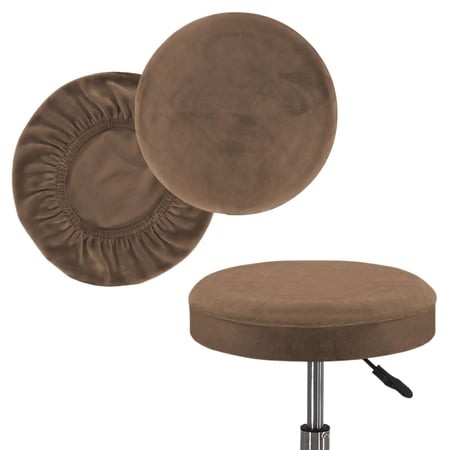 2-Pack Round Stool Seat Cover  12-14 Inch Waterproof Slipcover for Swivel Chair or Barstool  Stool Covers Round for Bar Stool/Round Cushion Light Brow