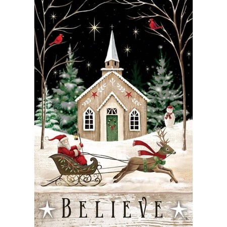 Church and Sleigh 5499 Decorative Flag