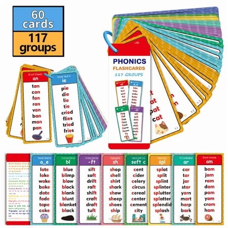 Phonics Word Cards 117 Sound Groups 900+ Rhyming Words Preschool English Discovery Joy  Phonics Word List Card Set  Learn to Read & Spell  Fun Learnin