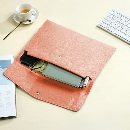 Leather Document Case Bag with Detachable Strap  Multi-Purpose Waterproof Storage Folder for Files and Bills  Elegant Envelope Pouch for A4 Papers  fo