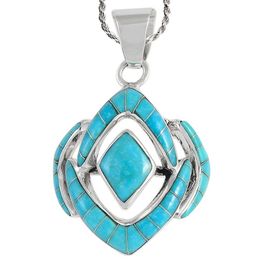 Turquoise Necklace 925 Sterling Silver & Genuine and Semiprecious Gemstones Pend