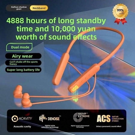 YingFit Haifsun Shadow Giant Neckband Bluetooth Headphones - 4888-Hour Long Standby  Premium Sound Effects  Digital Noise Cancellation  360 ° Air Con