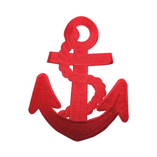 ID 5075 Red Anchor Large Patch Nautical Ship Symbol Embroidered Iron on Applique