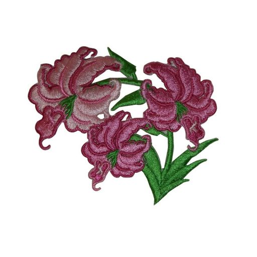 ID 6331 Pink Lily Flower Patch Garden Plant Blossom Embroidered Iron on Applique