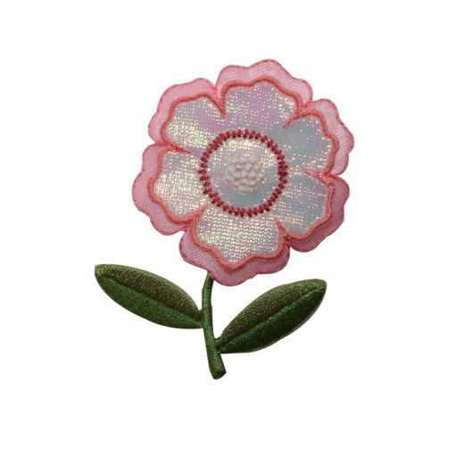 ID 6249 Shiny Pink Pansy Patch Flower Plant Garden Embroidered Iron on Applique