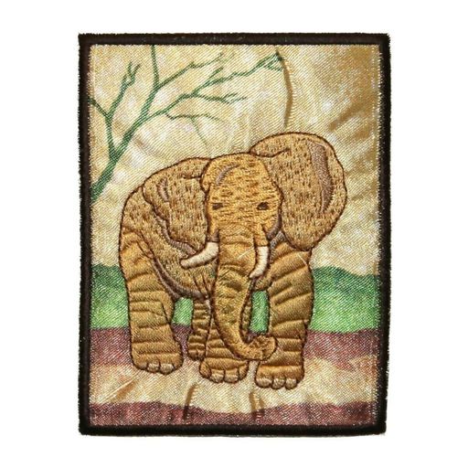 ID 0765 Elephant Portrait Patch Tusk Zoo Wild Badge Embroidered Iron on Applique