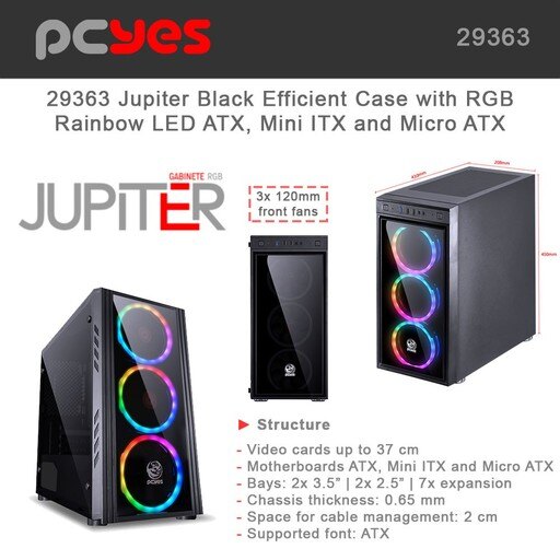 PCYES 29363 - Jupiter - Black with RGB Rainbow LED