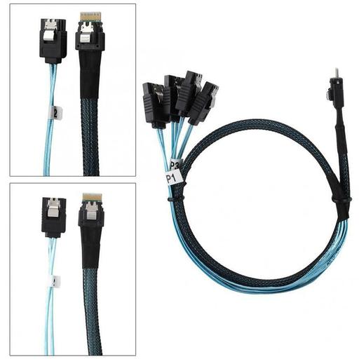 Slim SAS 4.0 SFF-8654 4i Host to 4 SATA 7pin Target Hard Disk Fanout Raid Cable