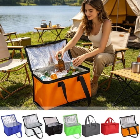 Insulated Reusable Shopping Delivery Bag  Foldable Leak-Proof Thermal Insulation for Hot Cold Food Outdoor Picnic Lunch Grocery Shopping  Non-China Ma
