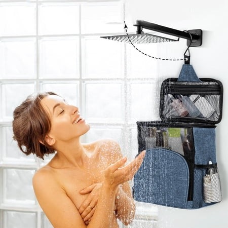 LBGAJGS Large Mesh Toiletry Bag  Travel Cosmetic Organizer  Portable Hanging Wash Bag with Zipper for Makeup and Shampoo