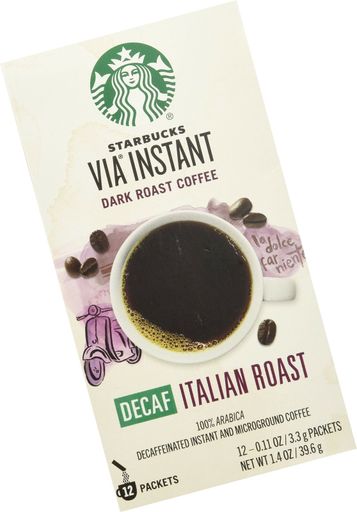 Starbucks VIA Decaf Italian Coffee 12 Packets, 0.11 Ounce (Packaging May Vary)