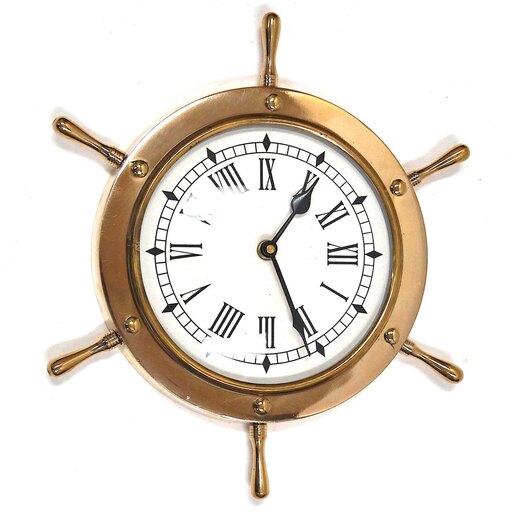 Brass Ship Wheel Clock (7082), 11