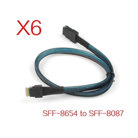 For 6pcs Slim Line SAS 4.0 SFF-8654 4i Adapter Cable  38 Pin Host to Mini SAS 4i SFF-8087 36 Pin Target Data Cable Connector