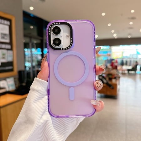 Magnetic Case for iPhone 16  Compatible with MagSafe Charging Soft TPU Bumper Slim Shockproof Protective Cute PC Back Cover for iPhone 16  Diamond Met